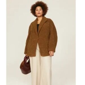 Vince Faux fur blazer coat brown teddy size XL